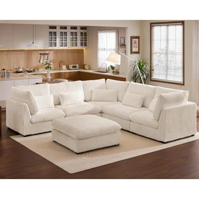 Cloud Sectional Oversized Modular Sofa,120" 5 Seater Corduroy Wide Seat Sectional with Reversible Chaise,L Shaped Sofa Couches with Convertible Ottoma | Wayfair North America