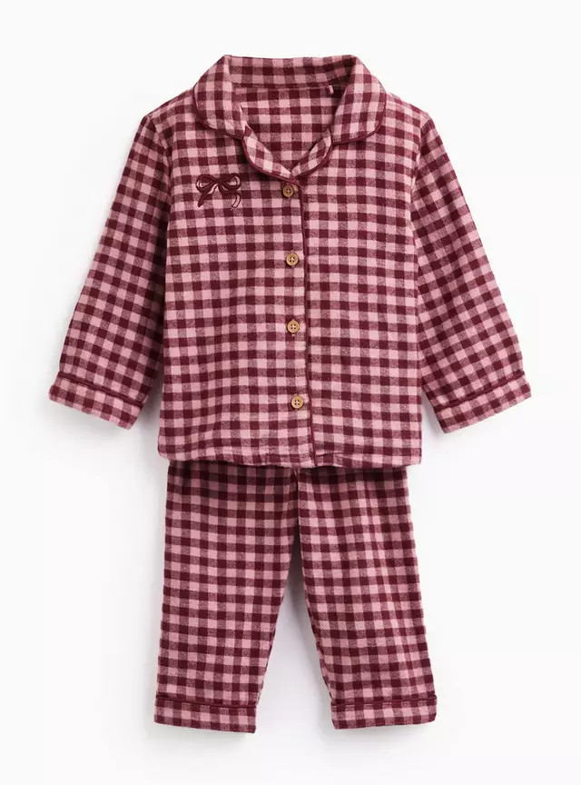 Buy Pink Brushed Flannel Check 2-Piece Pyjama Set 6-9 months | Pyjamas | Tu | Tu Clothing