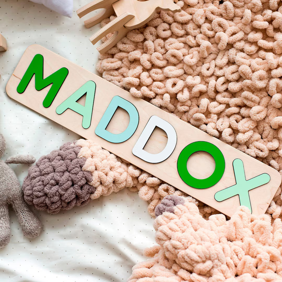 Wooden Name Puzzle, Toddler Toy 1st Birthday Gift, Montessori Toys Baby Children, Baby Gift, Cust... | Etsy (US)