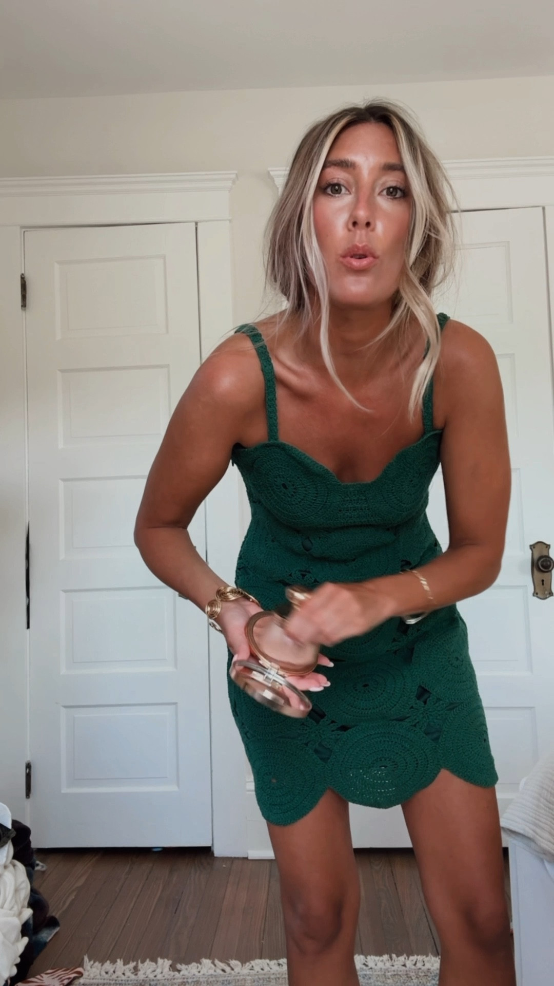 Body glow!!!! Love this stuff! Also dress is on sale — caitlynsave35 for 35% off! 