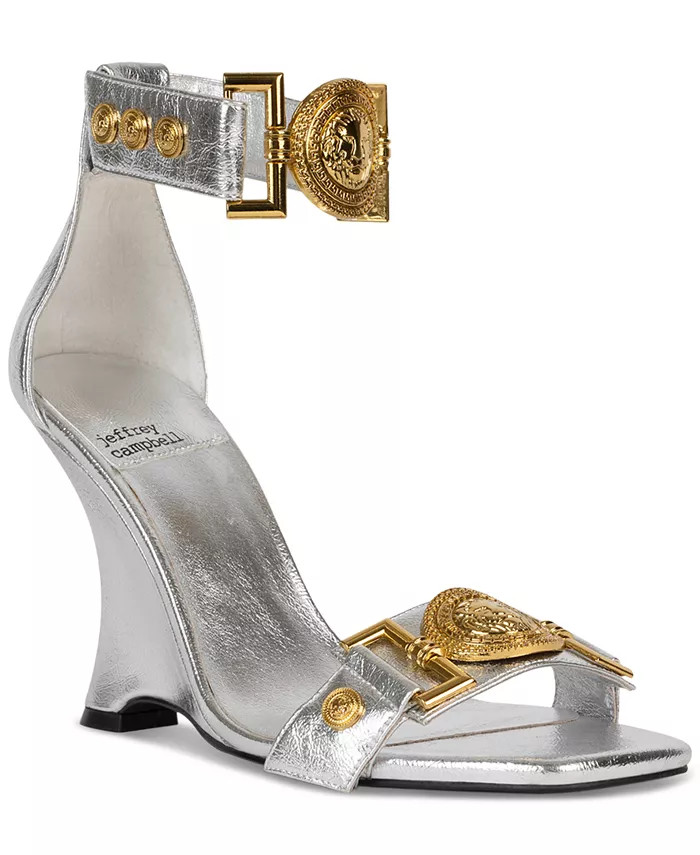 Jeffrey Campbell Leonite Emblem-Emblellished Wedge Sandals - Macy's | Macy's