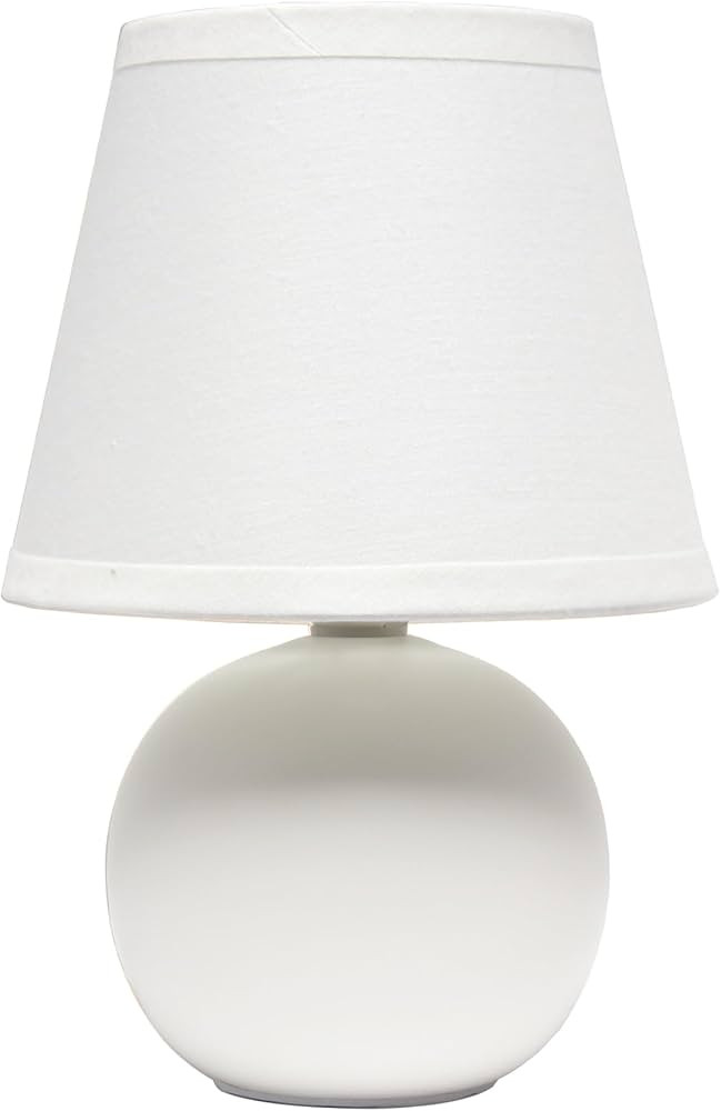 Simple Designs LT2008-OFF Mini Ceramic Globe Table Lamp, Off White | Amazon (US)