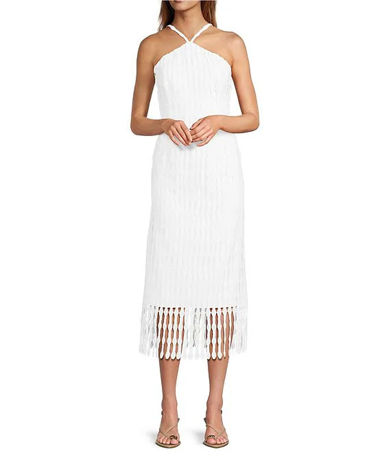 Asha Novelty Lace Halter Neck Sleeveless Midi Dress | Dillard's