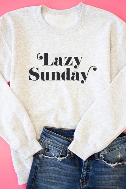 Lazy Sunday Ash Graphic Sweatshirt | The Pink Lily Boutique