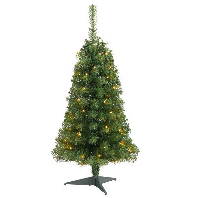 3ft. Green Artificial Christmas Tree with 50 LED Lights & 118 Branches – Classic Petite Holiday X-Mas Tree | Target