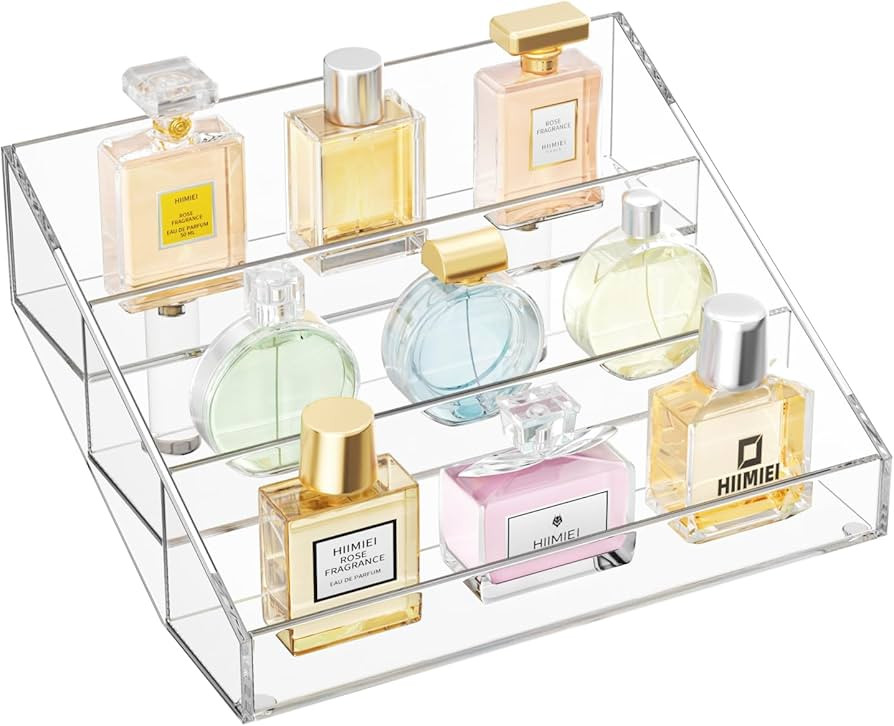 HIIMIEI Perfume Organizer, 10” Perfume Stand, 3 Tier Perfume Display, Clear Acrylic Riser Shelf... | Amazon (US)