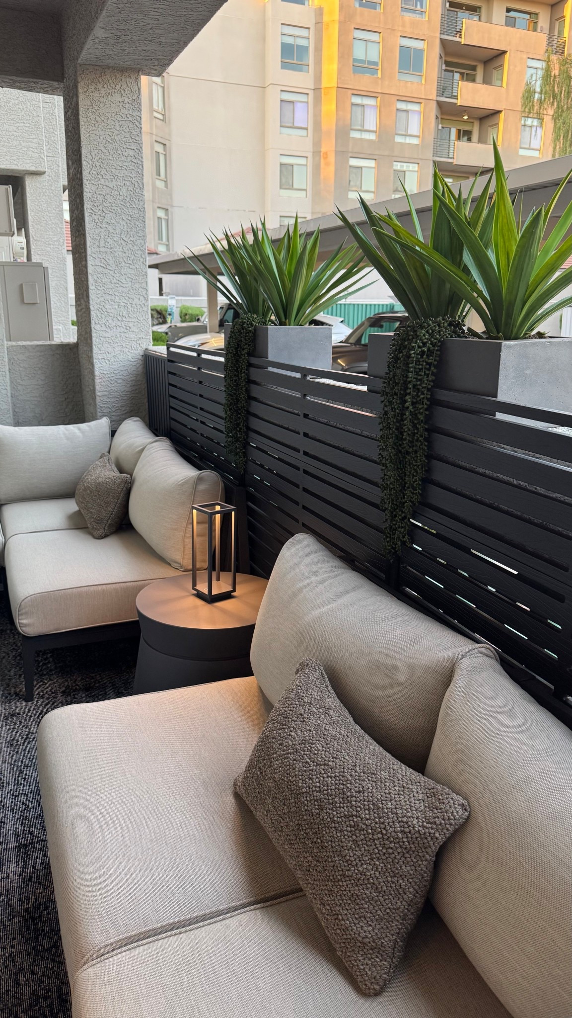 Have an ugly balcony or patio? Create a private retreat with privacy screens, ambient lighting and some greenery. I will be adding some tall trees in the corner too🌱 use code ET10 on the lights

#LTKHome