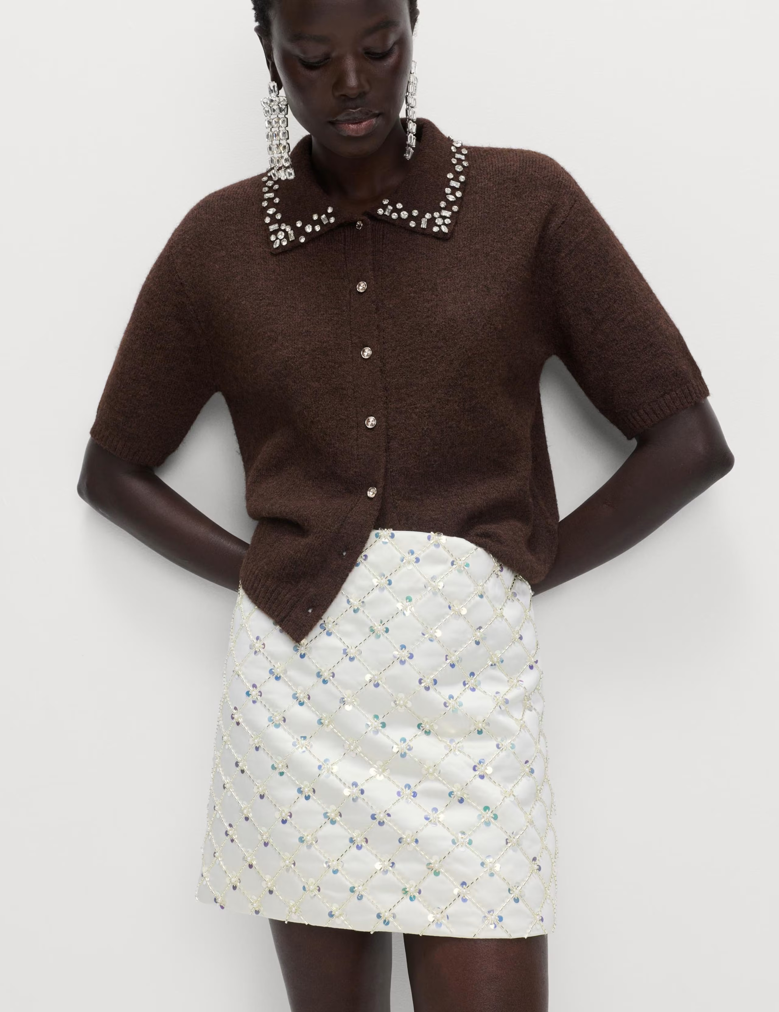 Satin Embellished Mini A-Line Skirt | Marks & Spencer (UK)