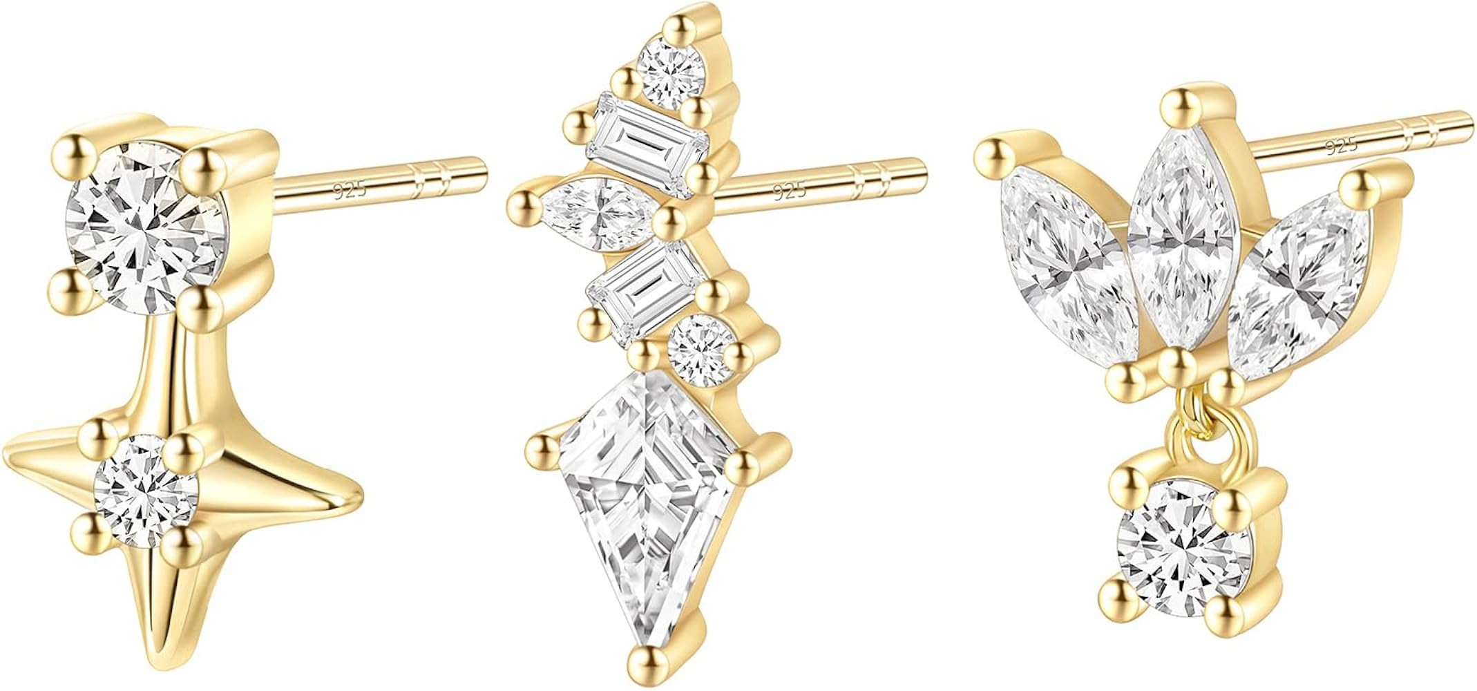 TIGRADE Stud Earrings Cubic Zirconia Dainty Small CZ Trendy Earrings 925 Sterling Silver Post Hyp... | Amazon (US)