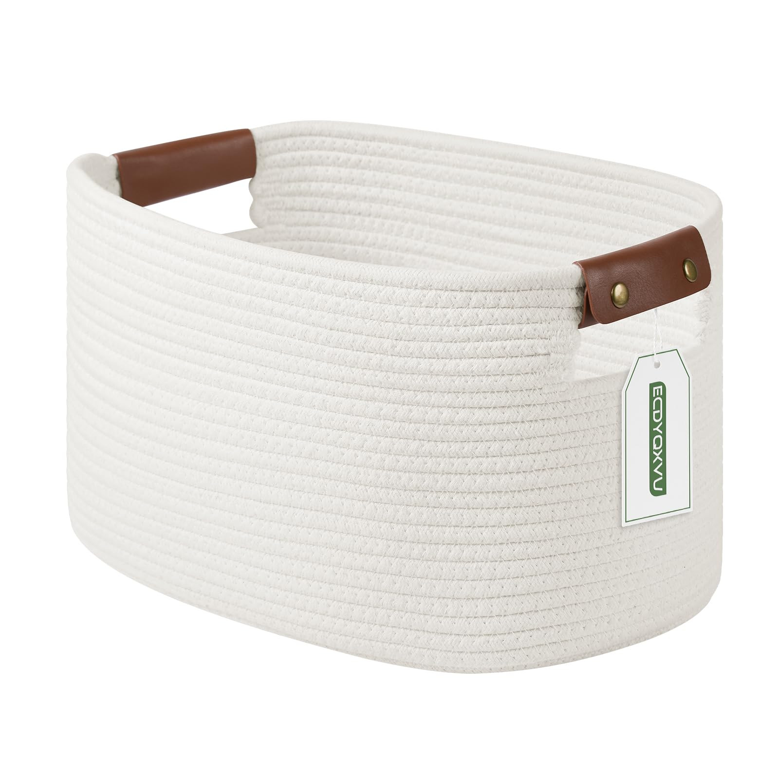 Cotton Rope Basket , Storage Baskets with Handle, 15x10x9 Inch Woven Basket for Shelves, Laundry,... | Amazon (US)