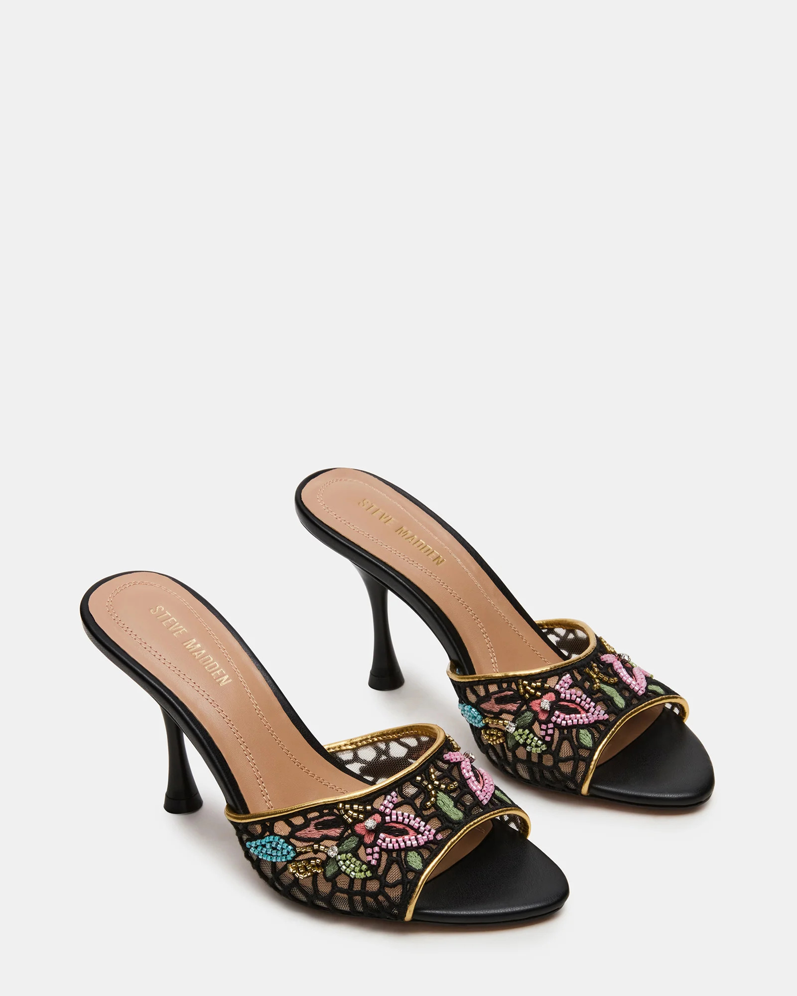 SANTI Mesh Black Multi Pointed-Toe Mule Women's Heel | Steve Madden (US)