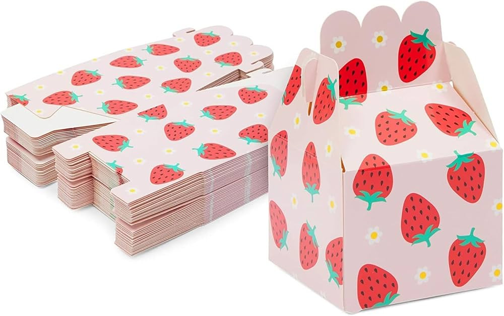 Sparkle and Bash Strawberry Birthday Party Favor Treat Boxes (Pink, 3.5 x 3.5 x 5.8 in, 36 Pack) | Amazon (US)