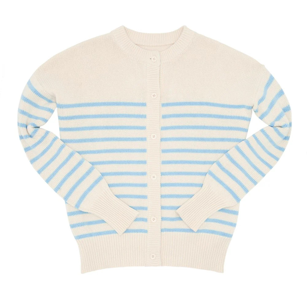 women's cream and peri blue stripe cardigan | minnow swim | minnow