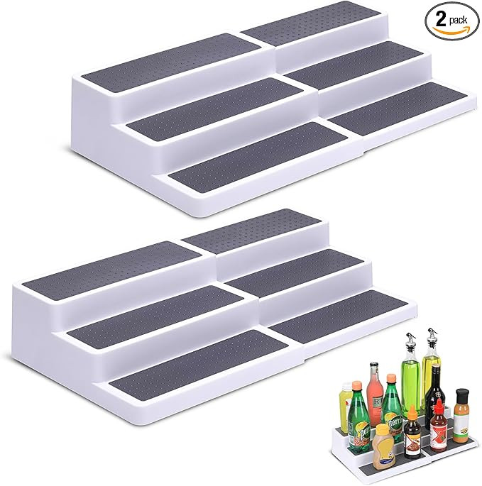 CiWiVOKi 3-Tier Expandable Spice Rack, Plastic Spice Rack Organizer for Cabinet, Adjustable Lengt... | Amazon (US)