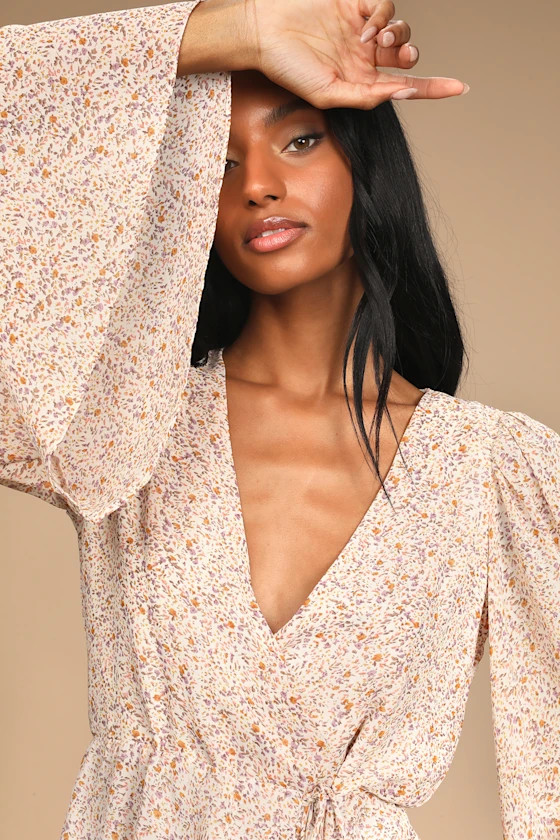 Free Spirit at Heart Ivory Floral Print Bell Sleeve Top | Lulus (US)