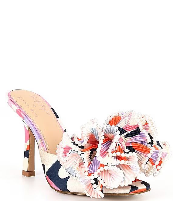 x Venita Aspen Harlow Printed Pleated Pearl Bow Dress Sandals | Dillard's