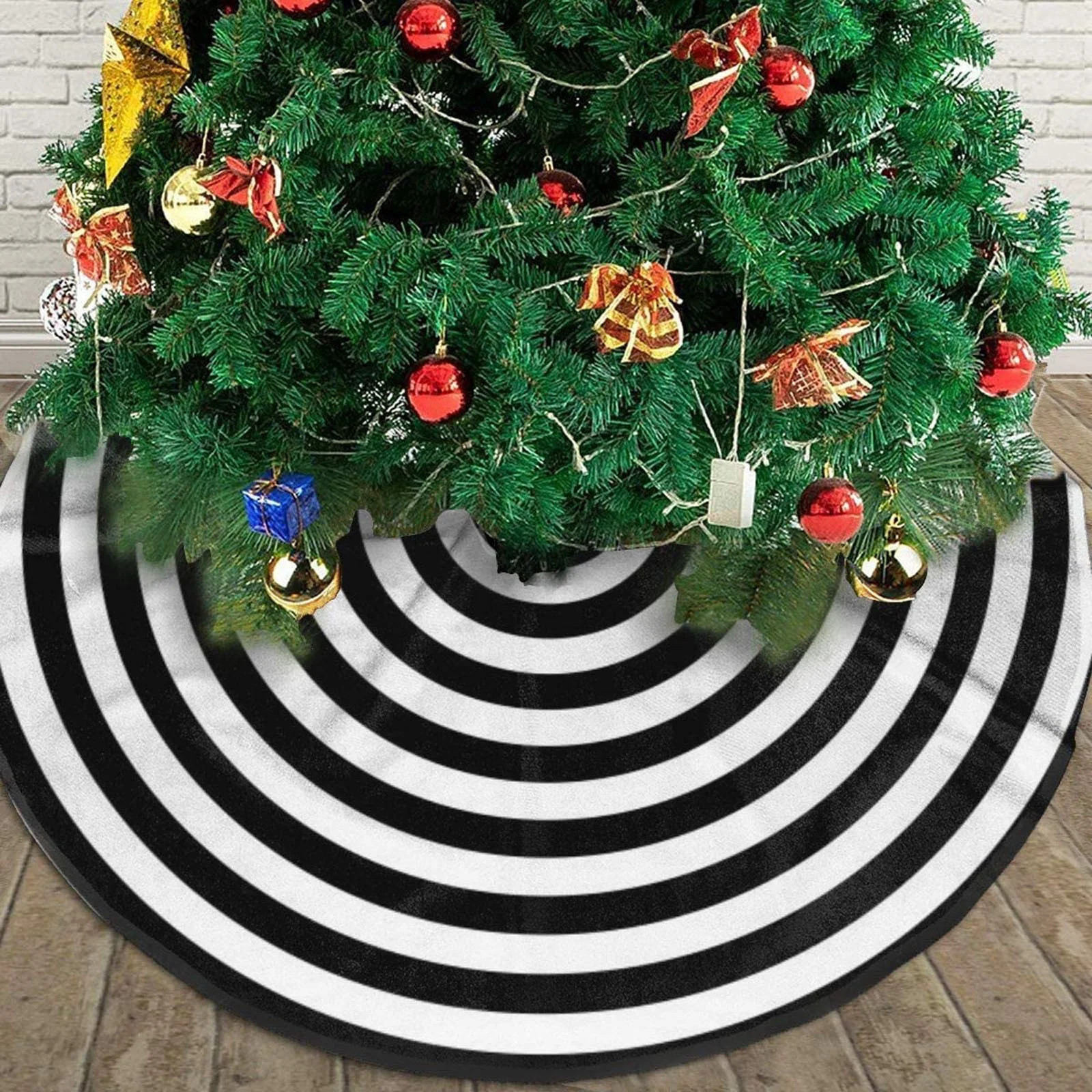 TANGNADE Christmas Ornaments Linen Printed Christmas Tree Skirt Decoration Props - Walmart.com | Walmart (US)