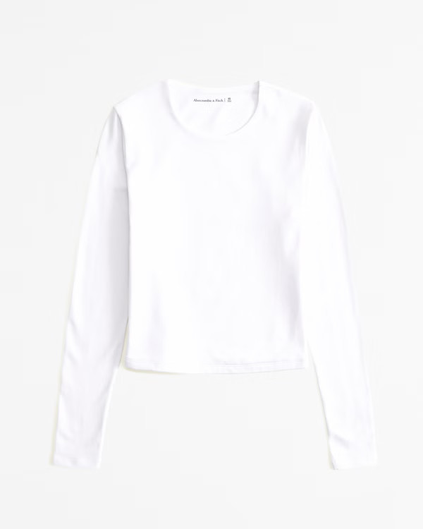Women's Long-Sleeve Cotton-Blend Seamless Fabric Cropped Tee | Women's Tops | Abercrombie.com | Abercrombie & Fitch (US)