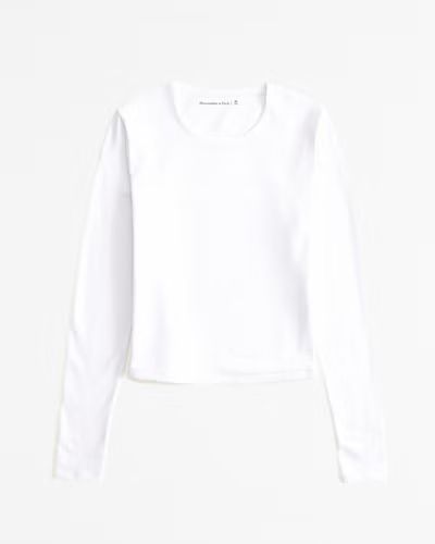 Long-Sleeve Cotton-Blend Seamless Fabric Cropped Tee | Abercrombie & Fitch (US)