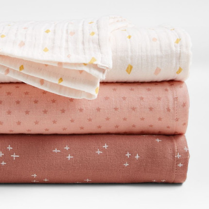 Click for more info about Pink Charms Organic Baby Swaddles, Set of 3 | Crate & Kids