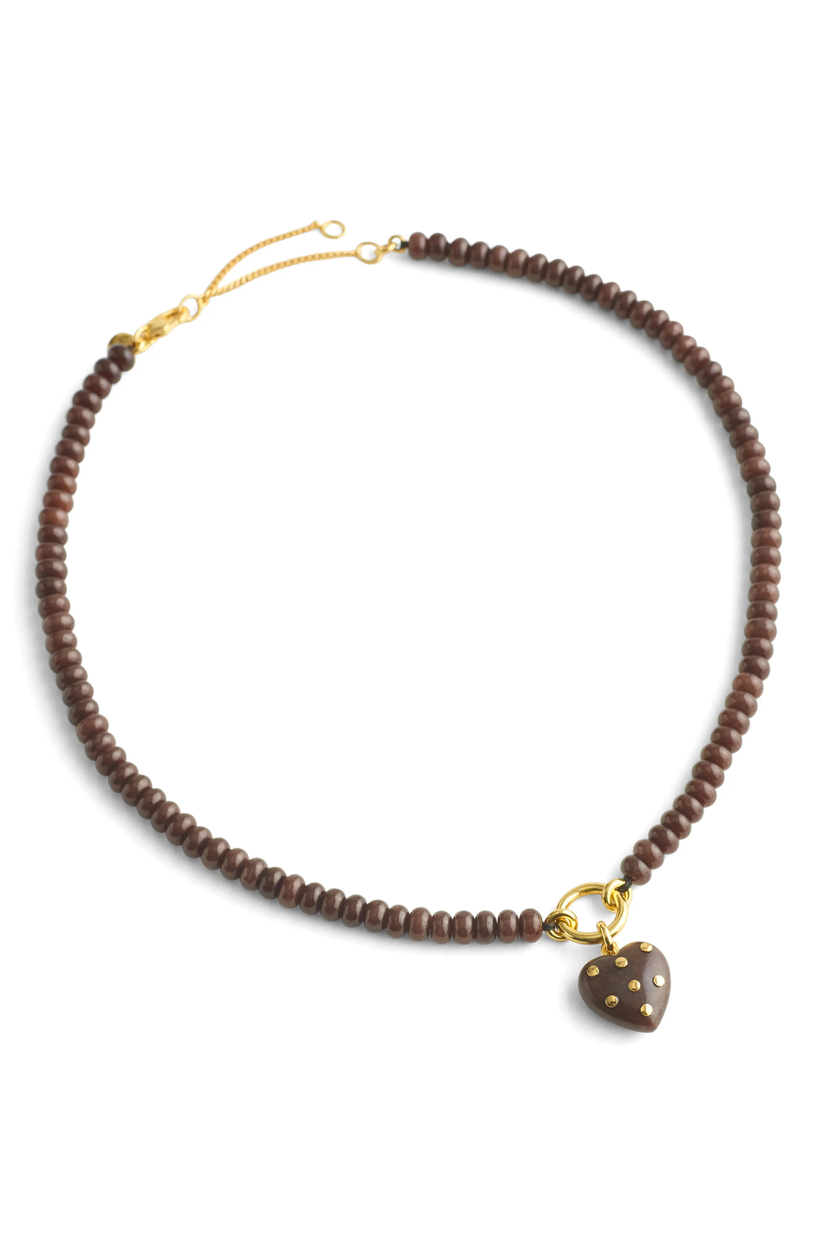 Madewell Polka Dot Stone Heart Pendant Beaded Necklace (Women) | Nordstrom | Nordstrom