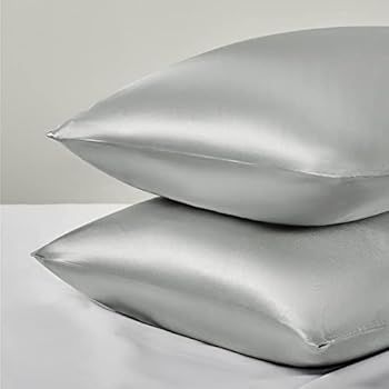 Bedsure Satin Pillowcase for Hair and Skin Queen - Silver Grey Silk Pillowcase 2 Pack 20x30 inche... | Amazon (US)