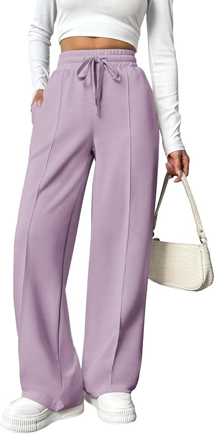 PINSPARK Wide Leg Sweatpants Women Fall High Waisted Baggy Sweat Pant | 27''/29''/31'', Elastic W... | Amazon (US)
