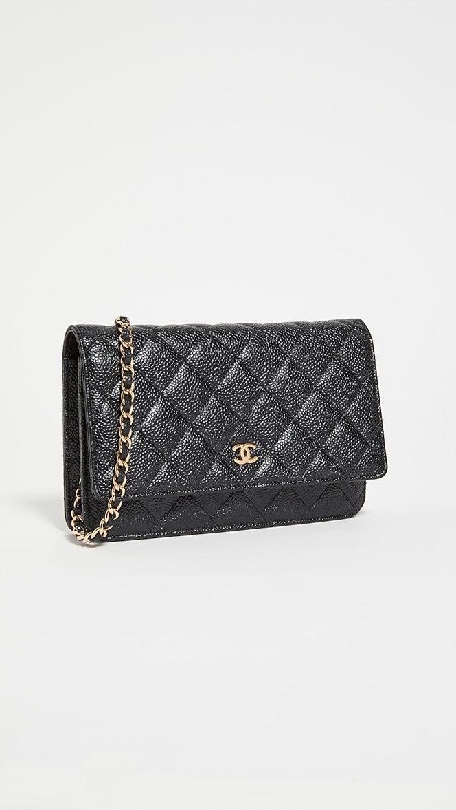 Chanel Quilted Caviar Chain Wallet | Shopbop