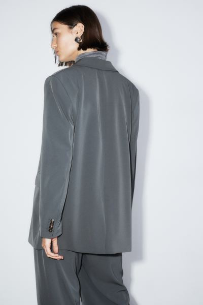 Double-breasted blazer - Dark grey - Ladies | H&M GB | H&M (UK, MY, IN, SG, PH, TW, HK)