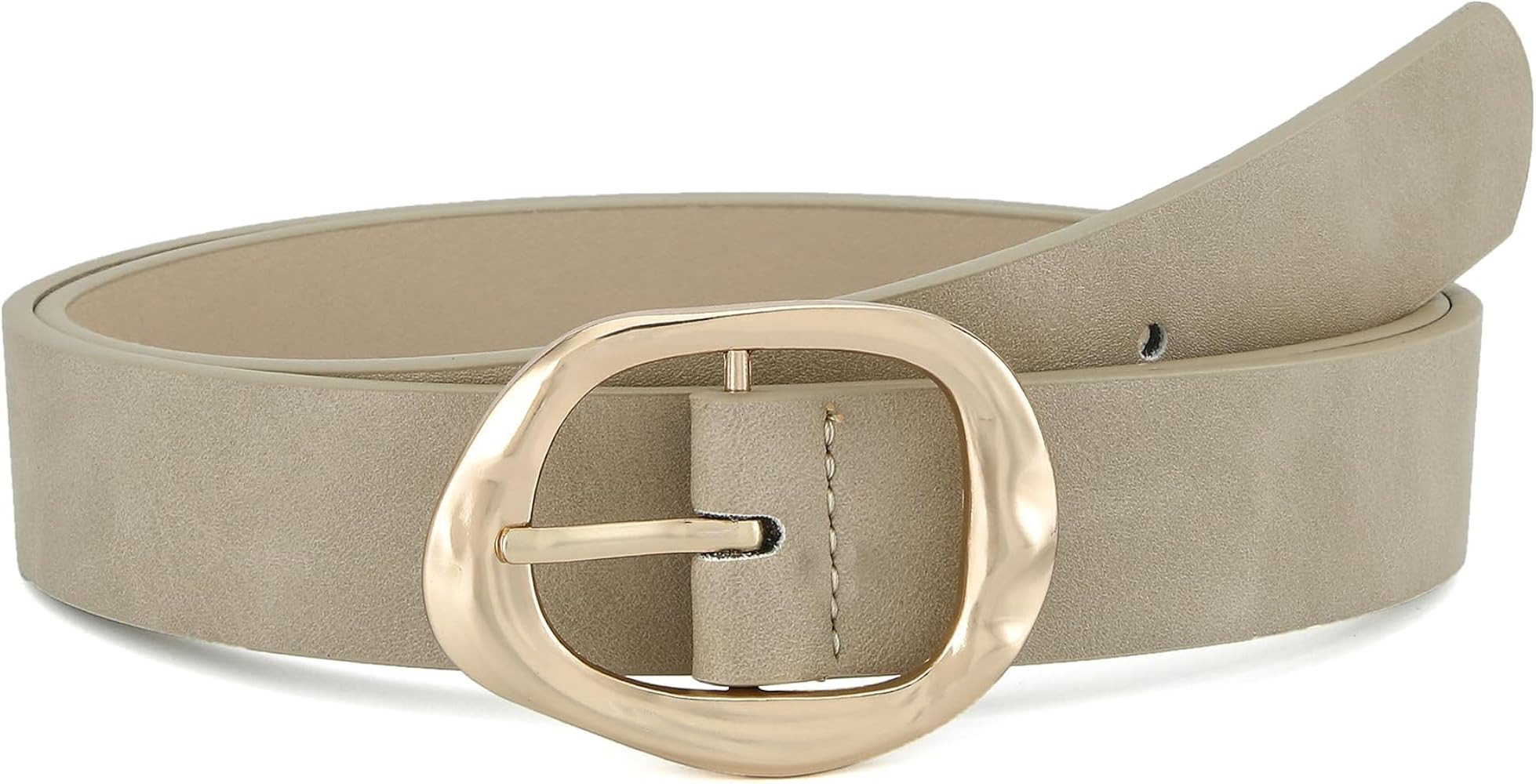 Earnda Leather Belts for Women Casual Fashion Waist Belt with Liquid Shapes Gold Buckle for Jeans... | Amazon (US)