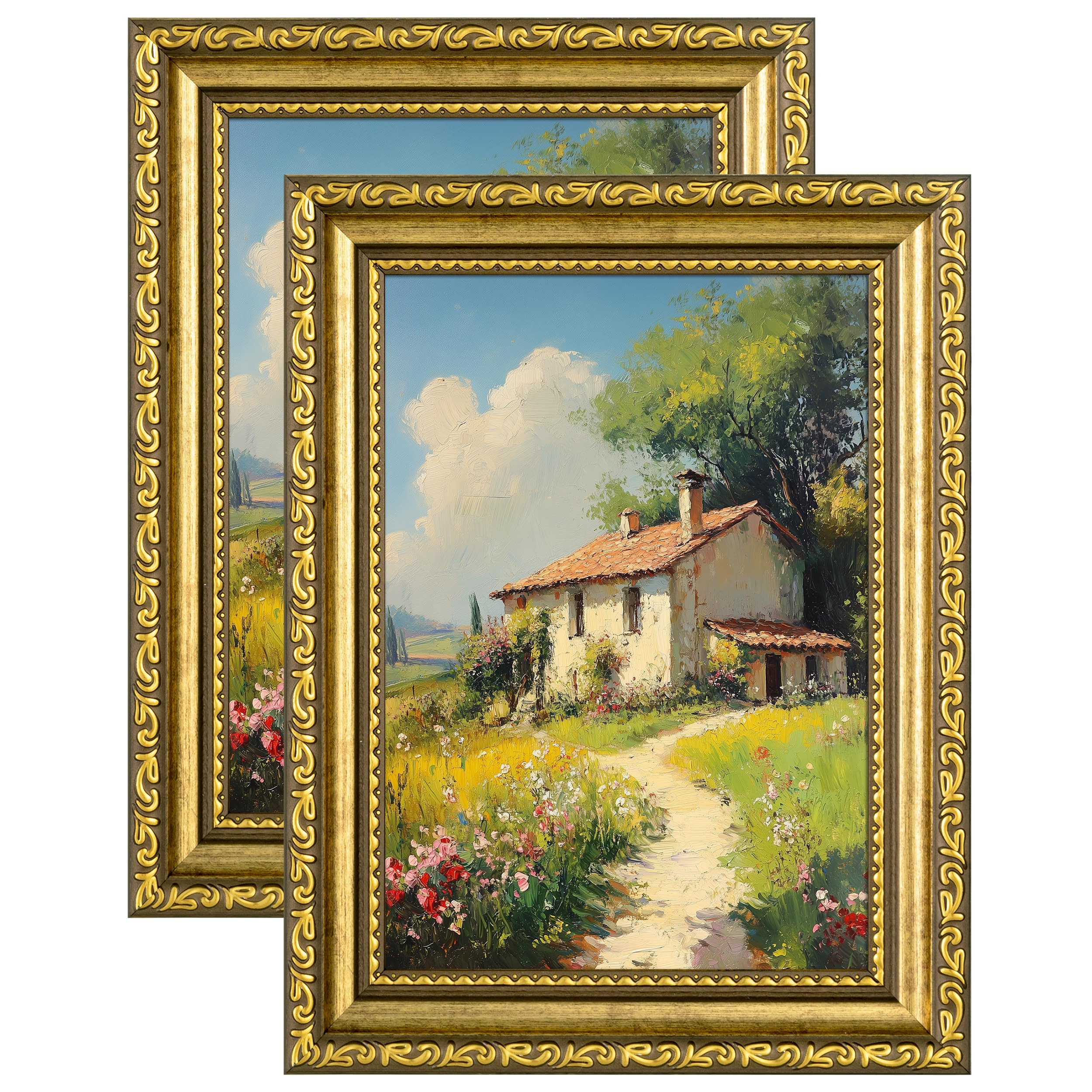 eletecpro 5x7 Picture Frames Set of 2, Vintage Photo Frames with Glass, Display 4x6 Photo with Ma... | Amazon (US)