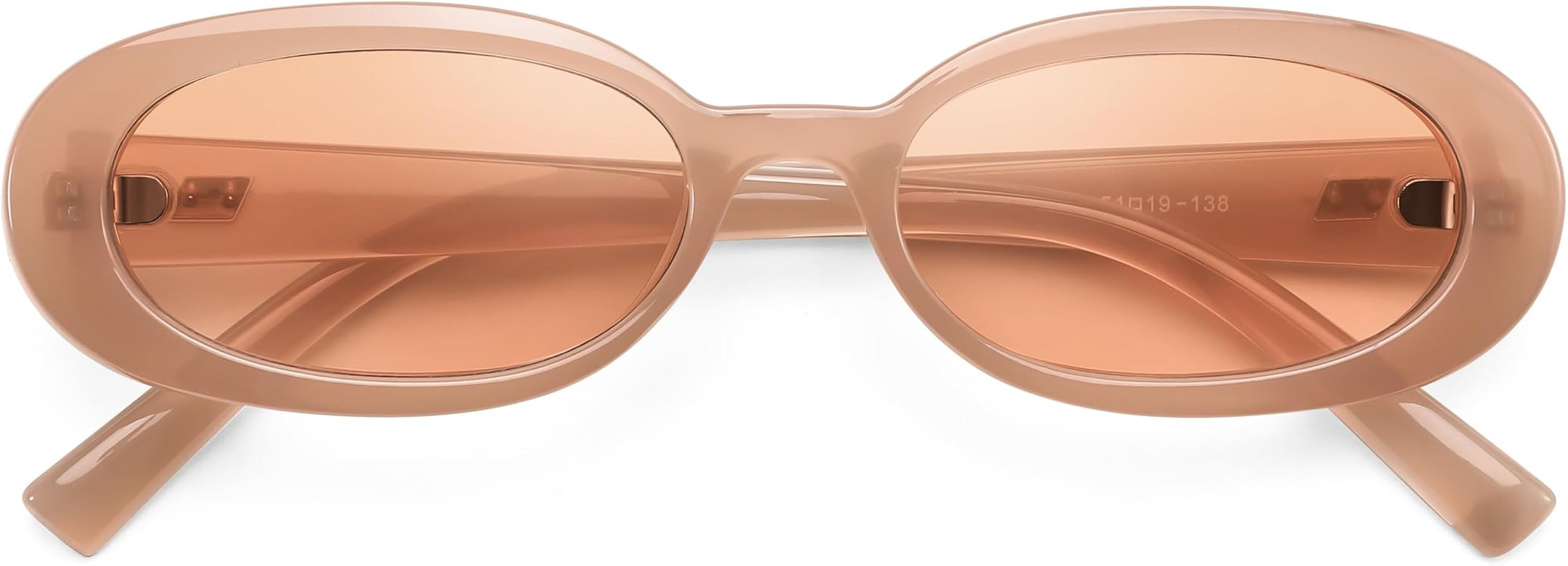 FEISEDY Retro Oval Sunglasses for Women 90s Narrow Round Lightweight Shades Y2k Trendy Sunnies B1... | Amazon (US)