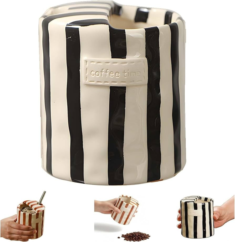 Ceramic Coffee Mug,Ceramic Mug,Retro Striped Ceramic Mark Hand-Painted Cup,10 oz Coffee Mug,Ceram... | Amazon (US)