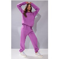 Purple Prettylittlething Slogan Embroidery Joggers, Purple | PrettyLittleThing IE