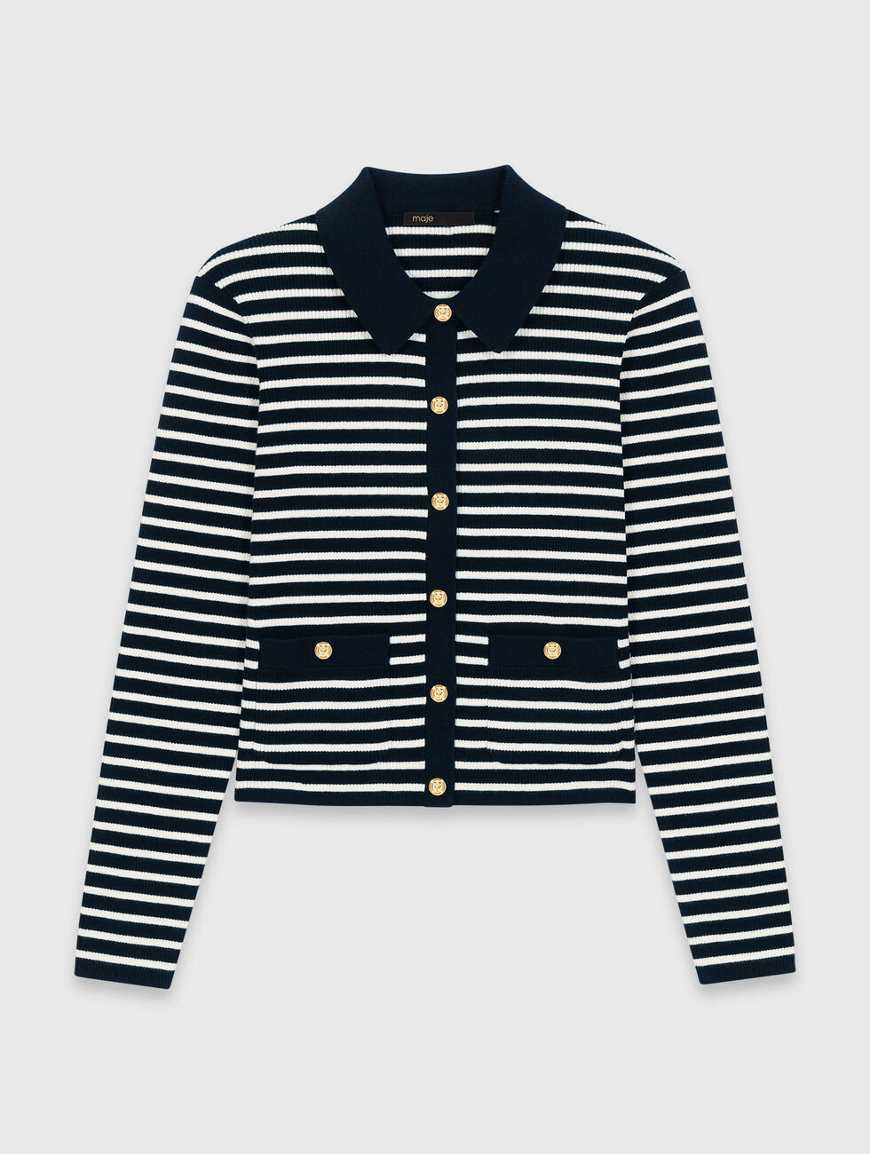 Striped polo cardigan Blue for Women | Maje | Maje EU