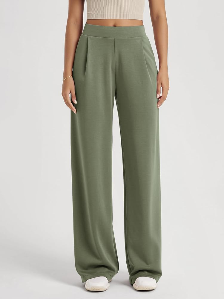 ODODOS Modal Soft Wide Leg Pants for Women High Waist Casual Relaxed Pants with Pockets-27/29"/ 3... | Amazon (US)
