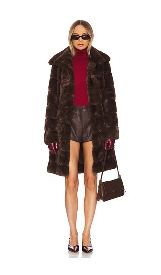 Adrienne Landau Faux Fur Long Coat in Brown. | Revolve Clothing (Global)