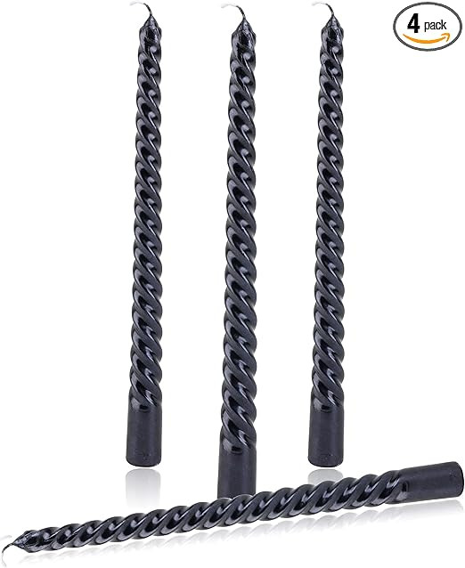 4 Pcs Black Taper Candles for Halloween Decor,10 Inch Dripless Halloween Candle Sticks,Clean Burn... | Amazon (US)