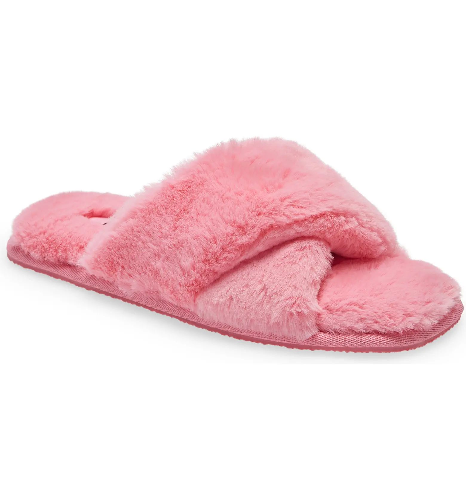 Mae Cross Strap Faux Fur Slipper | Nordstrom