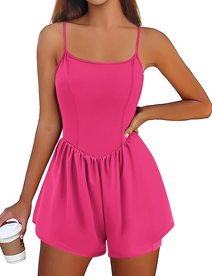 Ekouaer Womens Summer Sleeveless Workout Rompers Athletic Jumpsuit Double Lined Shorts One Piece ... | Amazon (US)