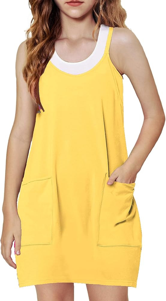 Arshiner Girls Dress with Shorts Casual Summer Spaghetti Straps One Piece Romper Dresses with Poc... | Amazon (US)