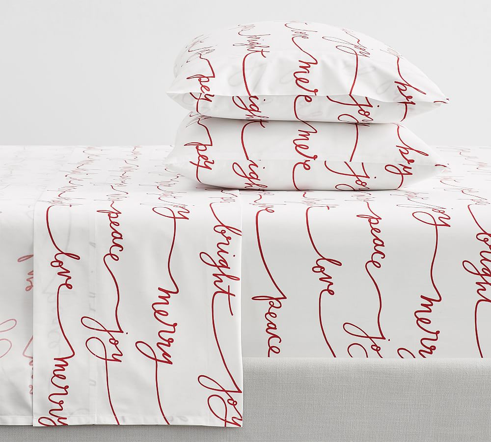 Sentiment Percale Sheet Set | Pottery Barn (US)