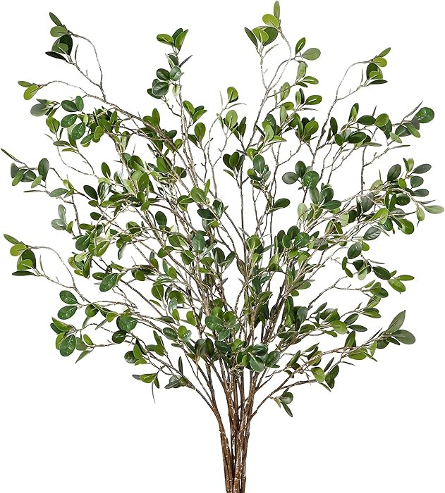 Sggvecsy 43’’ 6Pcs Artificial Ficus Branches Faux Leaf Spray Green Eucalyptus Branches Artifi... | Amazon (US)