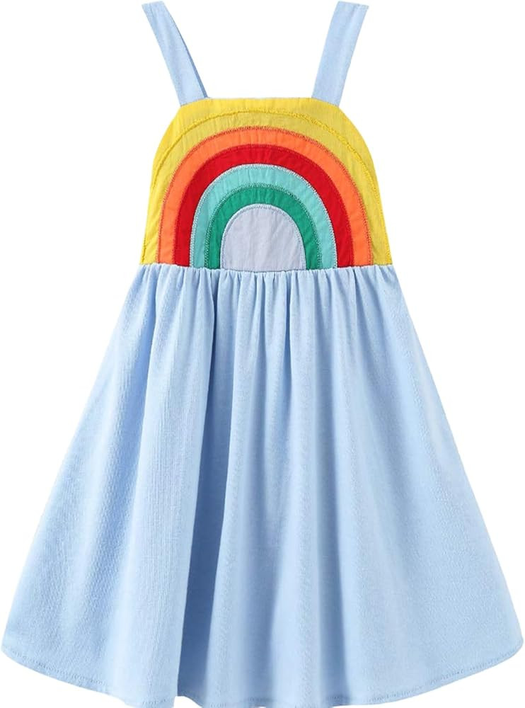 Frogwill Toddler Girls Fifties Summer Dress Blue Rainbow 2-7Y | Amazon (US)