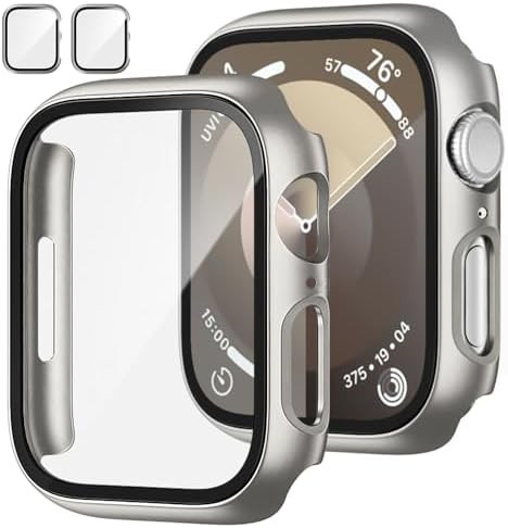 JZK 2 Pack Case with Tempered Glass Screen Protector for Apple Watch Series 6/5/4/SE 40mm, Slim G... | Amazon (US)