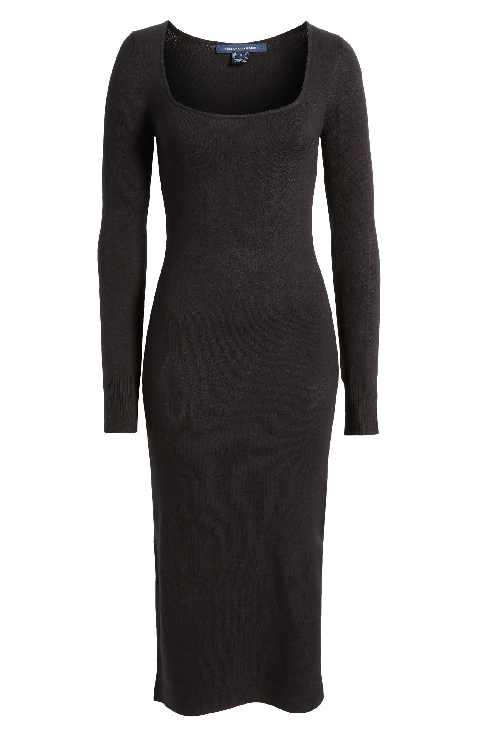 French Connection Babysoft Square Neck Long Sleeve Midi Dress | Nordstrom | Nordstrom