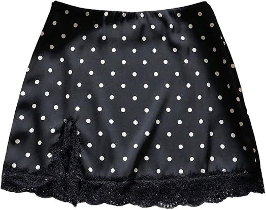 Floerns Women's Elegant Polka Dots Lace Skirt Low Rise Date Night Party Mini Skirt | Amazon (US)