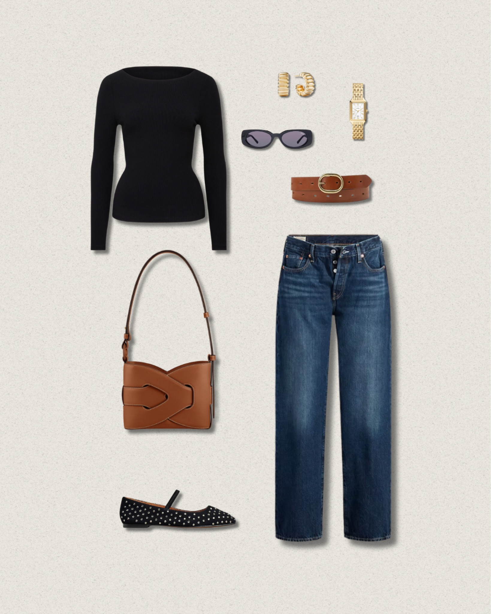 Spring outfit with elevated basics ✨ Love a scoop neck long sleeve, with dark wash jeans, brown accessories and trendy ballerinas 🩰  Bag is from Poléne Paris 🫶🏼

#LTKshoecrush #LTKstyletip #LTKworkwear