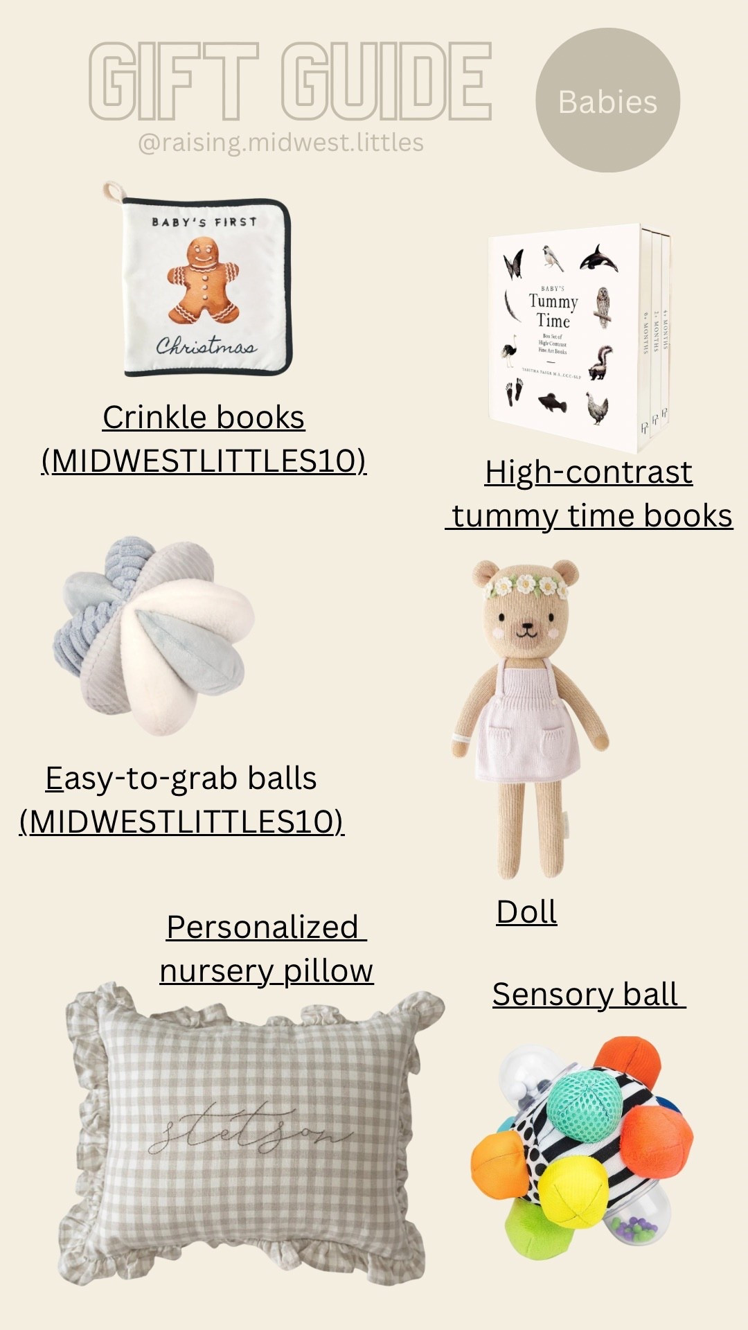 Gift guide for babies under one! Use this opportunity to gift heirloom toys, keepsake personalized items, and toys that will help with development! Teethers are a great stocking stuffer!

#LTKBaby #LTKGiftGuide #LTKHoliday