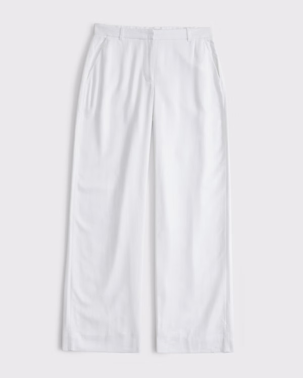 Women's A&F Sloane Low Rise Tailored Linen-Blend Wide Leg Pant | Women's Bottoms | Abercrombie.co... | Abercrombie & Fitch (UK)